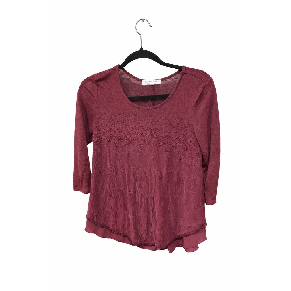 Living Doll LA Medium Boho Lace‎ Peplum Burgundy 3/4 Sleeve Romantic Vamp Goth